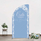 Lofaris Cielito Lindo Floral Blue Bridal Shower Half Moon Arch Backdrop